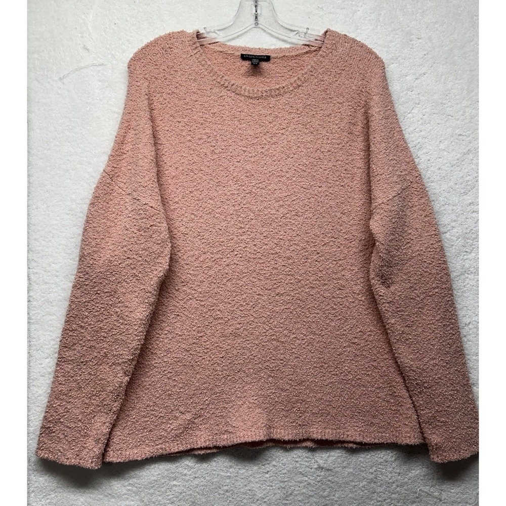 Eileen Fisher Womens Size M Pink Long Sleeve Boucle Crew Neck Sweatshirt (J7)